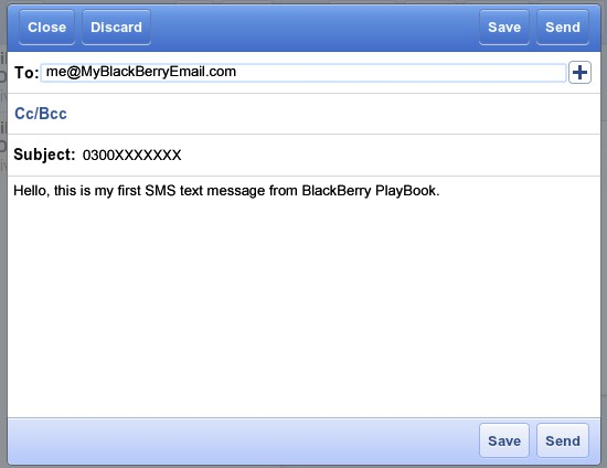 How to Send SMS Text Message from BlackBerry PlayBook
